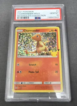 2021 POKEMON MCDONALD'S COLLECTION 25TH ANNIVERSARY 9/25 CHARMANDER HOLO PSA 10 - Image 1