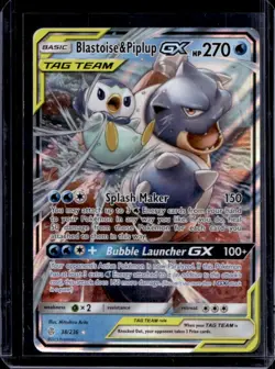2019 Pokemon SM Cosmic Eclipse Blastoise Piplup Tag Team Holo #38/236 - Image 1