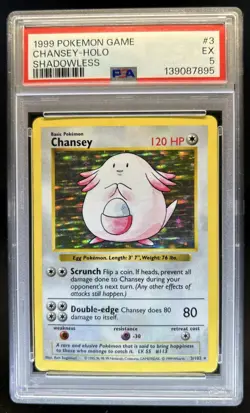 1999 Pokemon Shadowless Chansey Holo Rarea #3/102 PSA 5 - Image 1