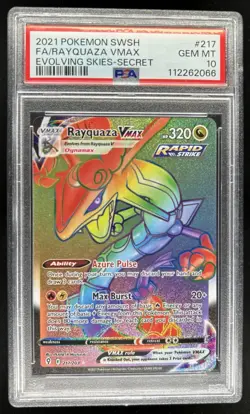 2021 Pokemon SWSH Evolving Skies Rayquaza VMAX #217/203 PSA 10 - Image 1