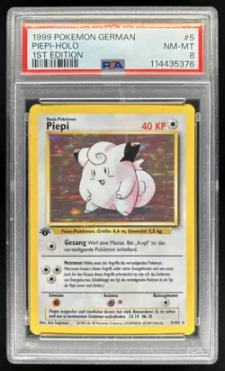 1999 Pokemon German 1st Edition Clefairy Piepi Holo #5/102 PSA 8 - Image 1