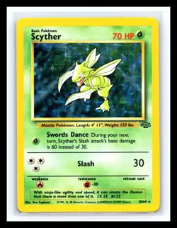 💥 SCYTHER HOLO RARE # 10/64 | JUNGLE SET | Pokemon 1999 Vintage - Image 1