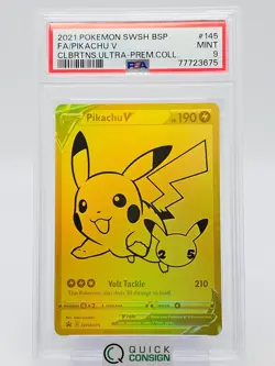 FA/ PIKACHU Z 2021 POKEMON SWSH BSP SWSH145 PSA 9 Q0465 - Image 1
