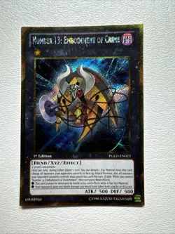 Yugioh Number 13: Embodiment of Crime PGLD-EN023 Gold Secret Rare NM - Image 3