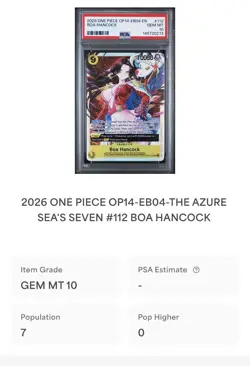 Boa Hancock SR OP14-112 The Azure Sea's Seven English One Piece TCG PSA 10 - Image 5