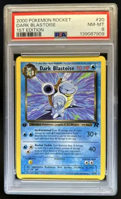 2000 Pokemon Team Rocket First Edition Dark Blastoise #20/82 PSA 8 - Image 1