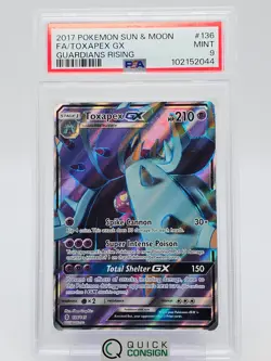 FA/ TOXAPEX GX 2017 POKEMON SUN & MOON GUARDIANS RISING 136/145 PSA 9 Q0465 - Image 1