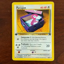 1st Edition Porygon 48/82 Uncommon Team Rocket Pokemon Card - Image 1