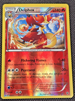 Delphox Pokemon Trading Card 13/124 Reverse Holo Rare Fates Collide 2016 LP -L40 - Image 1