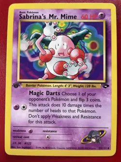 Sabrina's Mr. Mime 59/132 Gym Challenge Regular First Edition Pokemon Card - Image 1