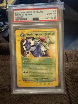 Psa 10 Gem Mint Dark Ivysaur #6 Pokemon Card - Image 1