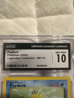 Psyduck CGC 10 Gem Mint Legendary Collection 88/110 Pokemon Card 2002 Rare - Image 3