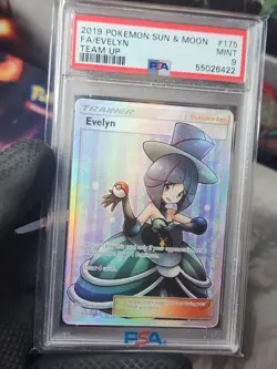 2019 Pokemon Sun Moon Team Up Evelyn Full Art Holo 175 PSA 9 Graded Pokemon Card - Image 1
