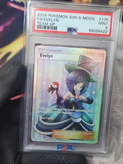 2019 Pokemon Sun Moon Team Up Evelyn Full Art Holo 175 PSA 9 Graded Pokemon Card - Image 2