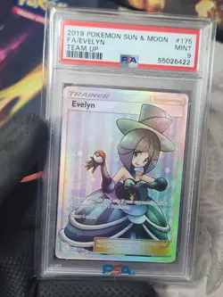 2019 Pokemon Sun Moon Team Up Evelyn Full Art Holo 175 PSA 9 Graded Pokemon Card - Image 3