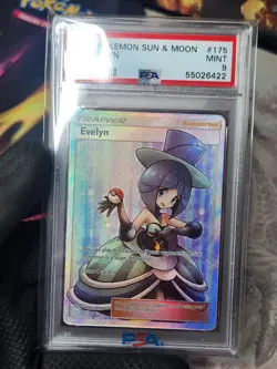2019 Pokemon Sun Moon Team Up Evelyn Full Art Holo 175 PSA 9 Graded Pokemon Card - Image 4