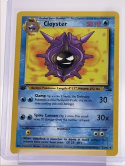CLOYSTER 1999 POKEMON ORIGINAL FOSSIL 1ST EDITION UNCOMMON A 32/62 Q2045 - Image 1