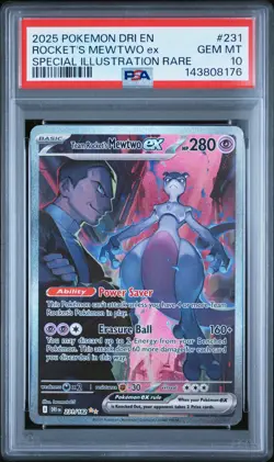 2025 POKEMON DRI EN-DESTINED RIVALS #231 TEAM ROCKET'S MEWTWO EX PSA 10 - Image 1