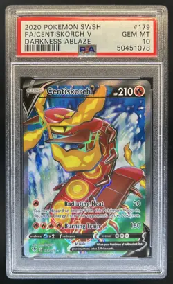 2020 Pokemon SWSH Darkness Ablaze Centiskorch V #179/189 PSA 10 - Image 1