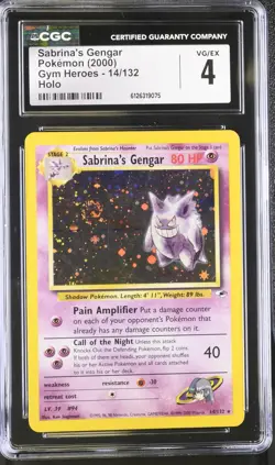 CGC 4 Sabrina's Gengar 2000 Gym Heroes 14/132 Holo Pokemon Card - Image 1