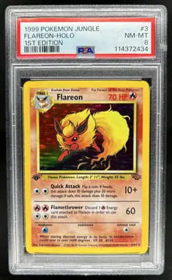 1999 Pokemon Jungle 1st Edition Flareon #3/64 PSA 8 - Image 1