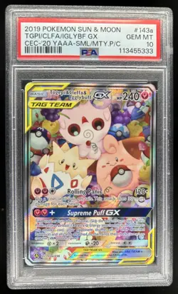 2019 Pokemon SM Cosmic Eclipse Togepi Cleffa Igglybuff Promos #143a /236 PSA 10 - Image 1