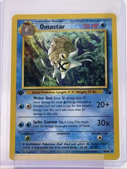 OMASTAR 1999 POKEMON ORIGINAL FOSSIL 1ST EDITION UNCOMMON D 40/62 Q2045 - Image 1