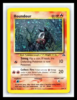 💥 HOUNDOUR HOLO RARE # 5/75 | NEO DISCOVERY SET | Pokemon 2001 TCG Vintage Card - Image 1