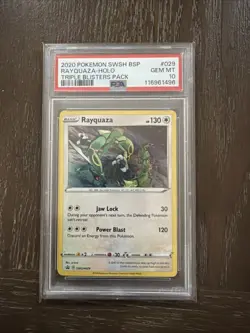 2020 Pokemon SWSH BSP #029 Rayquaza Holo Mint Triple Blisters Pack PSA 10 - Image 1
