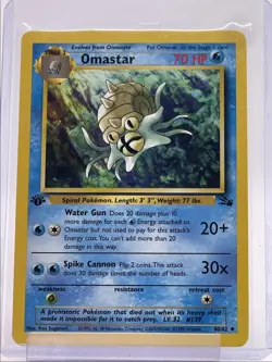 OMASTAR 1999 POKEMON ORIGINAL FOSSIL 1ST EDITION UNCOMMON C 40/62 Q2045 - Image 1