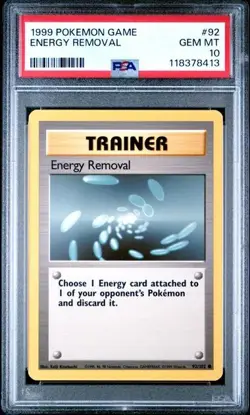 1999 POKEMON GAME BASE SET 92 ENERGY REMOVAL PSA 10 GEM MINT - Image 1