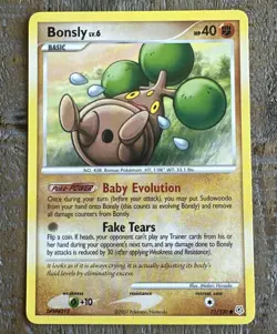 2007 Pokemon Diamond & Pearl Bonsly Common NM 71/130 - Image 1