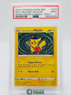 SPCL. DELIVERY PIKACHU 2020 POKEMON SWSH BSP HOLO SWSH074 PSA 9 Q0465 - Image 1