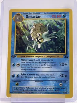 OMASTAR 1999 POKEMON ORIGINAL FOSSIL 1ST EDITION UNCOMMON B 40/62 Q2045 - Image 1