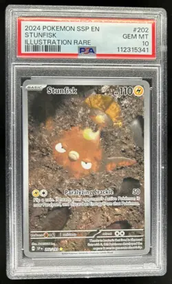2024 Pokemon Surging Sparks Stunfisk #202/191 PSA 10 - Image 1
