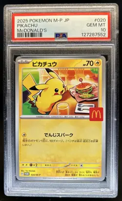 2025 Pokemon M-P Japanese Pikachu McDonalds #020 PSA 10 Gem Mint - Image 1