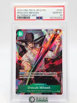 DRACULE MIHAWK 2025 ONE PIECE EN ALTERNATE ART OP12-030 PSA 10 Q0465 - Image 1