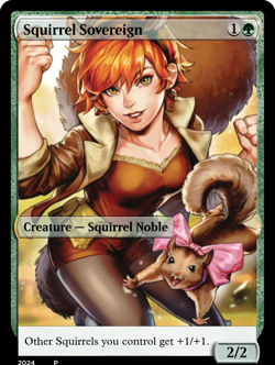 SQUIRREL SOVEREIGN : MTG altered-art magic card : with Sexy Cartoon Redhead! - Image 1