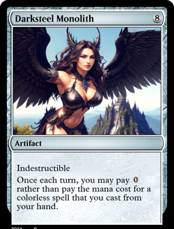 DARKSTEEL MONOLITH : MTG altered-art magic card : with Sexy, Busty Babe! - Image 1