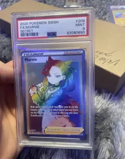 Pokemon Marnie Secret Full Art #208 Swsh01 PSA 9 English TCG Card - Image 1