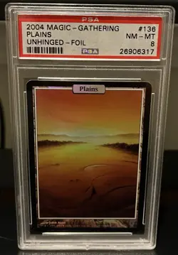 2004 MTG Unhinged Plains #136 Foil PSA 8 - Image 1