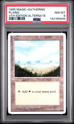 MTG - Plains - ALTERNATE 4th Edition Magic - Graded PSA 8 - Image 1