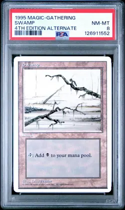 MTG - Swamp - ALTERNATE 4th Edition Magic - Graded PSA 8 - Image 1