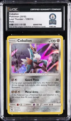 2018 POKEMON SUN & MOON LOST THUNDER #129 COBALION-HOLO CGC AUTHENTIC - Image 1