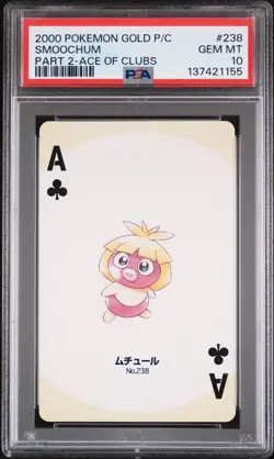 2000 POKEMON GOLD VERSION PART 2 PLAYING CARDS ACE OF CLUBS #238 SMOOCHUM PSA 10 - Image 1