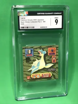 CGC 9 Mint Lapras #405 Gold VTG 97 Amada Hyper Sticker Collection Part 2 Pokemon - Image 1