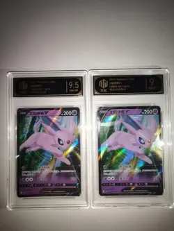 Pokemon TCG Chinese Espeon V 05/13/14 RR TOC 9.5 9 Graded Card - Lot of 2 MD28 - Image 1