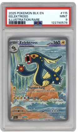 2025 Pokemon Eelektross Illustration Rare 115/086 Sv: Black Bolt Holo PSA 9 - Image 1