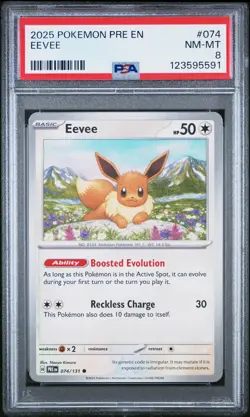 2025 POKEMON PRE EN-PRISMATIC EVOLUTIONS #074 EEVEE PSA 8 - Image 1