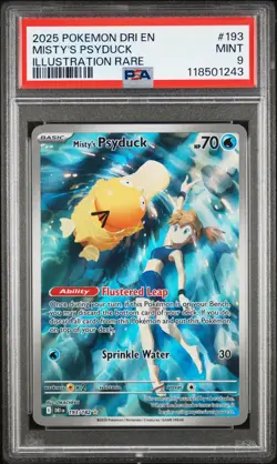 2025 POKEMON DRI EN-DESTINED RIVALS ILLUSTRATION RARE #193 MISTY'S PSYDUCK PSA 9 - Image 1